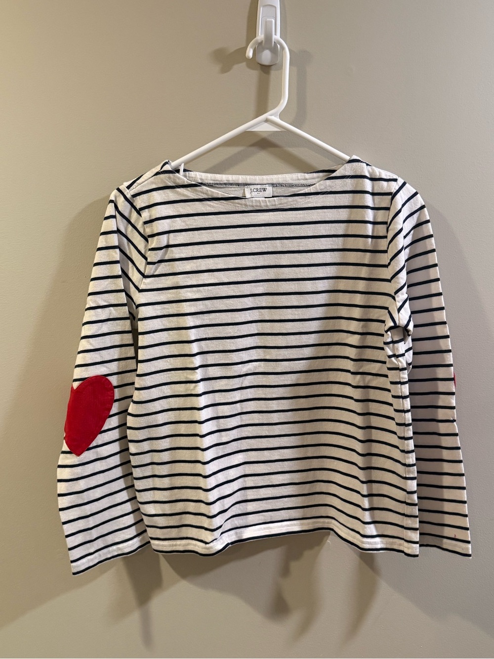 J.Crew Striped Crewneck T-Shirt - White with Navy Stripes